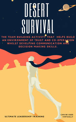 Desert survival training game and team building activity for use during in person or virtual training courses and team building activities